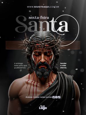 Feed Sexta-Feira Santa Design Cristo e Cruz Minimalista PSD Editável