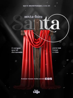 Feed Sexta-feira Santa O Sangue Derramado Arte Religiosa PSD Editável