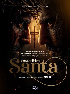 Feed Sexta-Feira Santa Reflexos do Sacrifício Banner Vertical PSD Editável