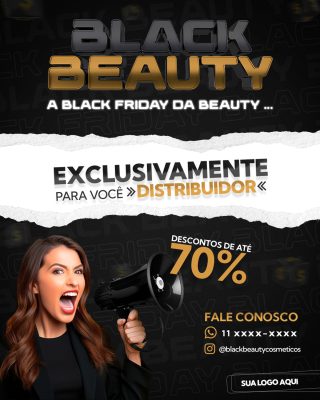 Black Beauty Black Friday da Beauty Descontos para Distribuidores PSD Editável