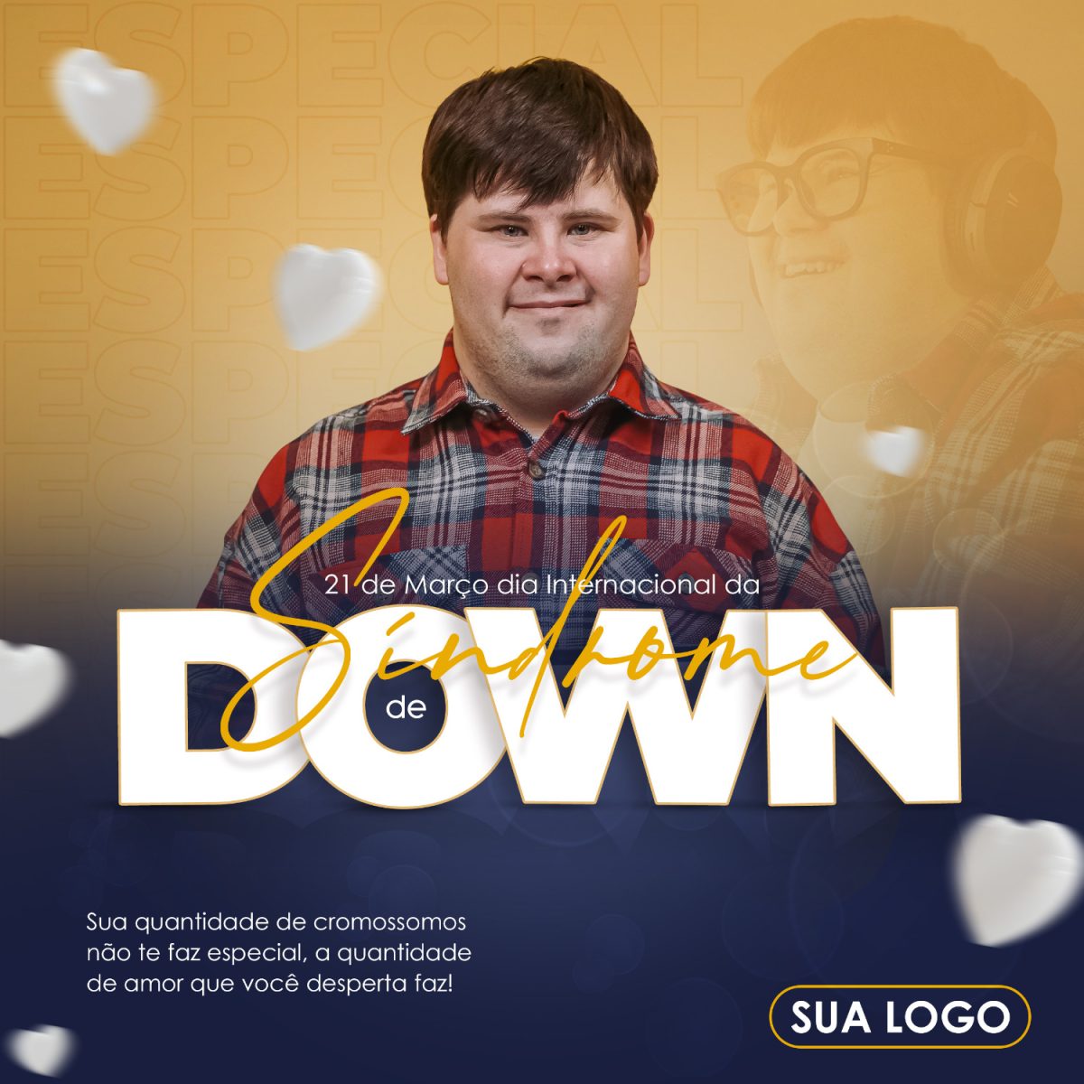 Dia Internacional da Síndrome de Down Amor e Celebração PSD Editável