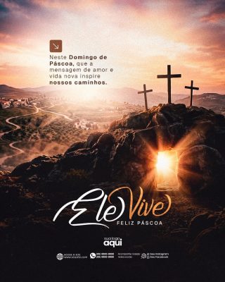 Páscoa Ele Vive Feliz Páscoa Flyer Social Media PSD Editável