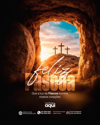 Páscoa Feliz Que a Luz da Páscoa Ilumine Nossos Corações PSD Editável