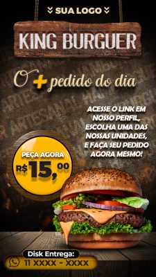 King Burguer Pedido do Dia Desconto Especial PSD Editável