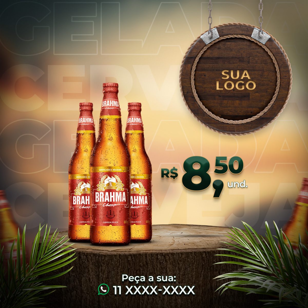 Cerveja Gelada Brahma Chopp Promoção Cervejaria Agora PSD Editável