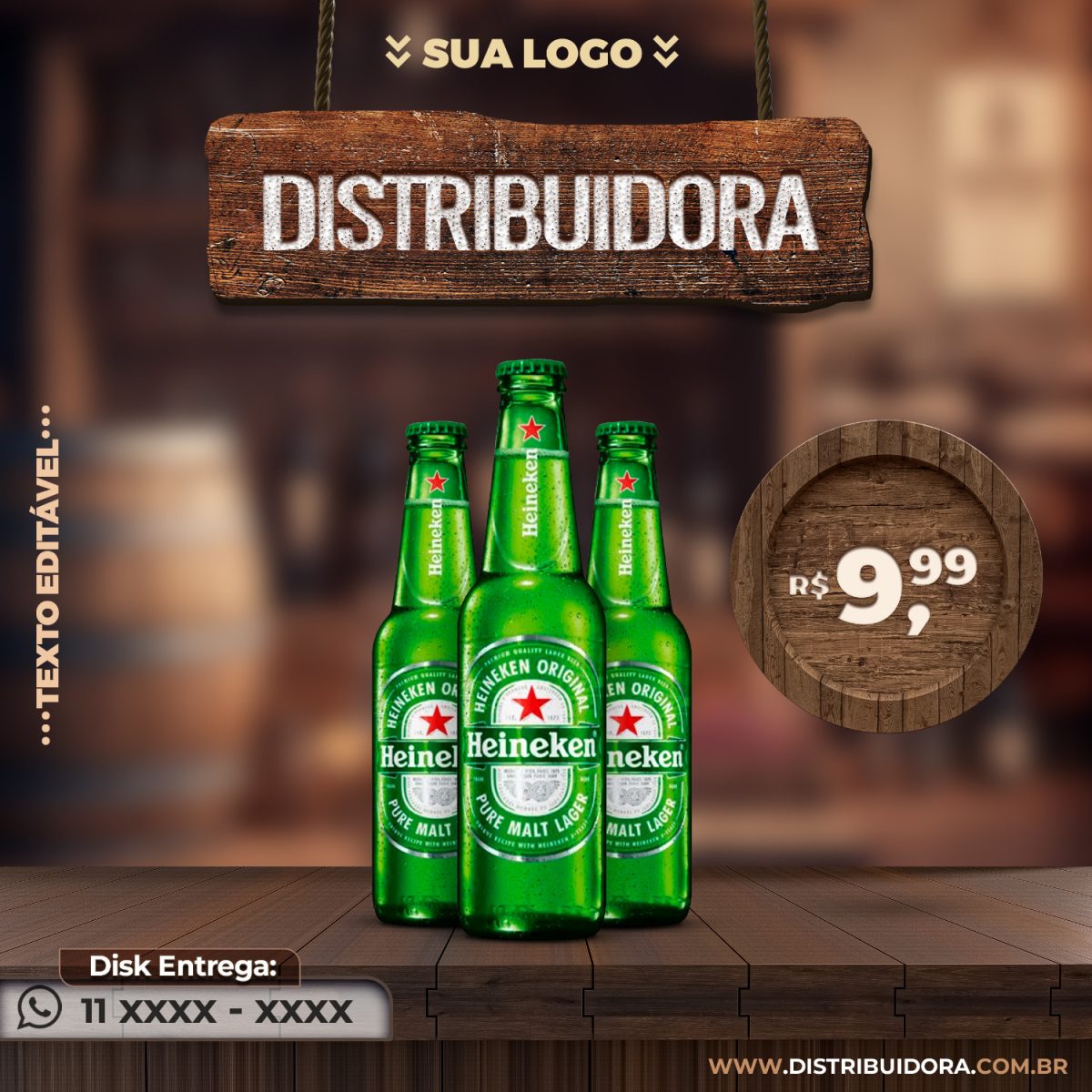 Distribuidora de Bebidas Modelo Promocional Heineken PSD Editável