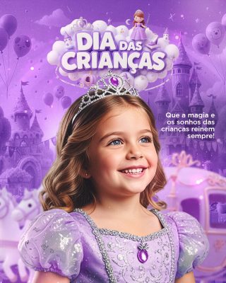 Dia das Crianças Que a Magia e os Sonhos Reinem Sempre PSD Editável