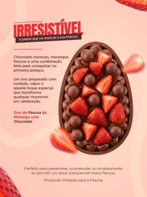 Páscoa Ovo de Morango com Chocolate Irresistível PSD Editável
