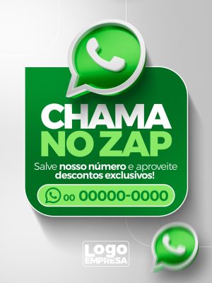 WhatsApp Chama no Zap Placa de Contato Digital PSD Editável