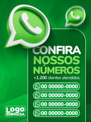 Confira Nossos Números WhatsApp Contato Comercial PSD Editável