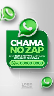 WhatsApp Chama no Zap Salve o Número Ganhe Descontos PSD Editável