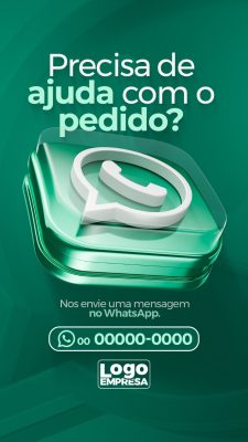 WhatsApp Ajuda com o Pedido Template Empresarial Verde PSD Editável