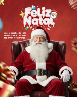 Natal Feliz Natal Papai Noel Mensagem Festiva PSD Editável
