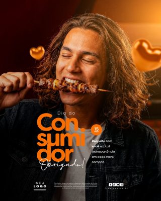 Dia do Consumidor Obrigado 15 Mar Marketing Digital PSD Editável