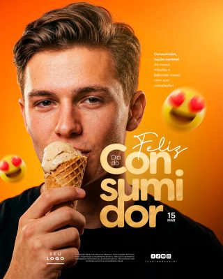 Dia do Consumidor 15 Março Mensagem Feliz Satisfação PSD Editável