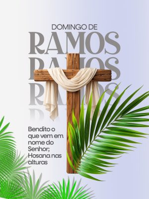 Domingo de Ramos Cruz e Folhas de Palmeira PSD Editável