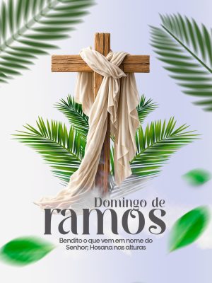 Domingo de Ramos Cruz e Folhas de Palmeira PSD Editável