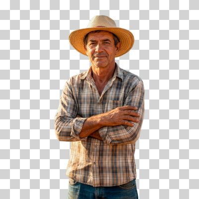 Homem Produtor Rural Fazendeiro de Braços Cruzados PNG Transparente