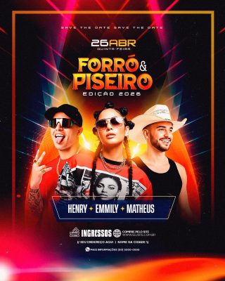 Forró e Piseiro Edição 2026 Save The Date 26 ABR PSD Editável