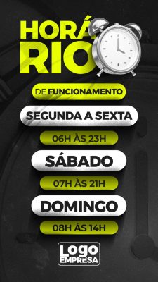 Horário de Funcionamento PSD Editável