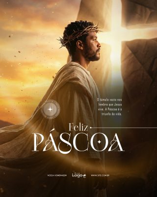 Feliz Páscoa Ressureição de Cristo Social Media PSD Editável