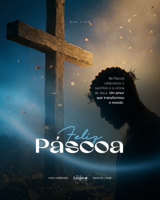 Feliz Páscoa Ressureição de Cristo Social Media PSD Editável