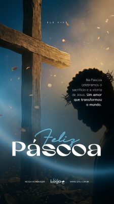 Feliz Páscoa Ressureição de Cristo Social Media PSD Editável