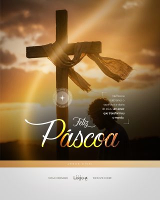 Feliz Páscoa Ressureição de Cristo Social Media PSD Editável