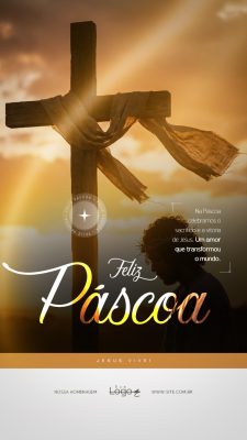 Feliz Páscoa Ressureição de Cristo Social Media PSD Editável