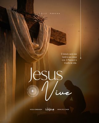 Feliz Páscoa Ressureição de Cristo Social Media PSD Editável