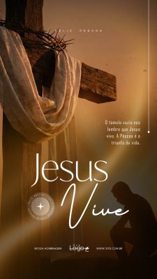 Feliz Páscoa Ressureição de Cristo Social Media PSD Editável