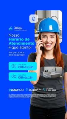 Story Hidráulicos Nosso Horário de Atendimento PSD Editável