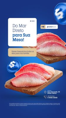 Story Peixaria Do mar Direto para Sua Mesa PSD Editável