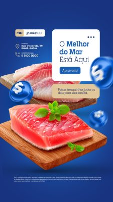 Story Peixaria O Melhor do Mar Está Aqui PSD Editável