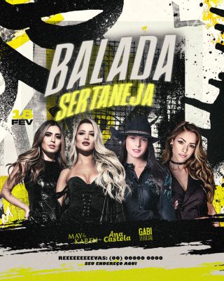 Balada Sertaneja 18 FEV Flyer Moderno Grunge PSD Editável