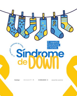dia da sindrome de down Respeito Transforma Meias Coloridas PSD Editável