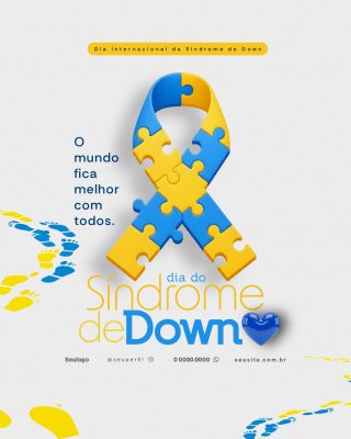 Síndrome de Down Dia Internacional Conscientizacao Cinta Quebra-Cabeca PSD Editável