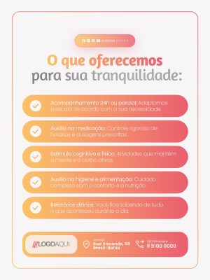 Cuidador de Idosos Serviços O que Oferecemos Para Sua Tranquilidade PSD Editável