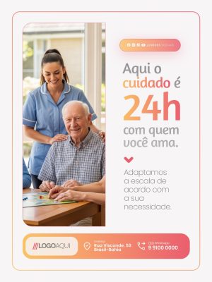 Cuidador de Idosos Cuidado 24h Com Quem Você Ama PSD Editável