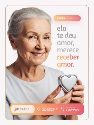Cuidador de Idosos Ela Te Deu Amor Merece Receber Amor PSD Editável