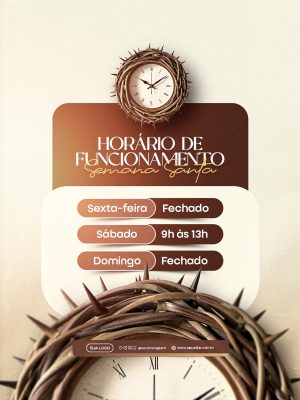 Horário de Funcionamento Semana Santa Divulgação PSD Editável