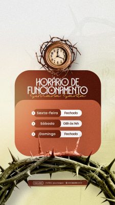 Horário de Funcionamento Semana Santa Post para Redes PSD Editável