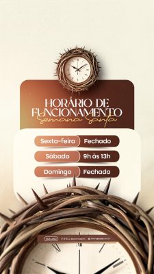 Horário de Funcionamento Semana Santa Divulgação PSD Editável