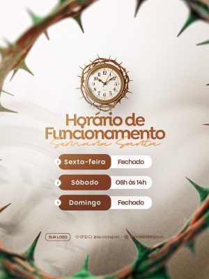 Semana Santa Horário de Funcionamento Template PSD Editável