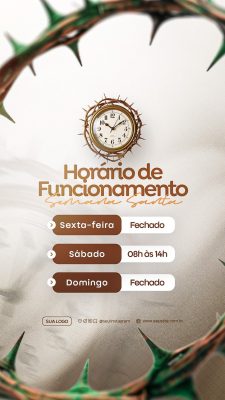 Semana Santa Horário de Funcionamento Template Digital PSD Editável