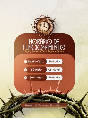 Semana Santa Horário de Funcionamento Template Divulgação PSD Editável