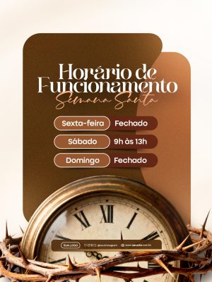 Semana Santa Horário de Funcionamento Divulgação Horizontal PSD Editável