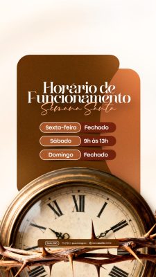 Semana Santa Horário de Funcionamento Divulgação Horizontal PSD Editável