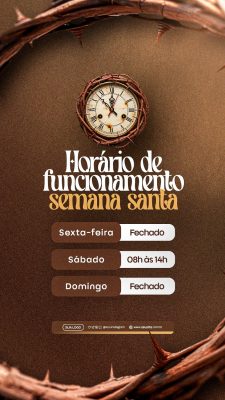 Semana Santa Horário de Funcionamento Divulgação Post PSD Editável