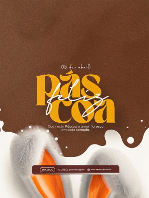 Feliz Páscoa 05 de Abril Amor em Cada Coração PSD Editável